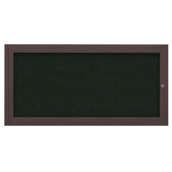 72"x36" 3-Door Enclosed Outdoor Letterboard, Hdr, Green Felt/Bronze